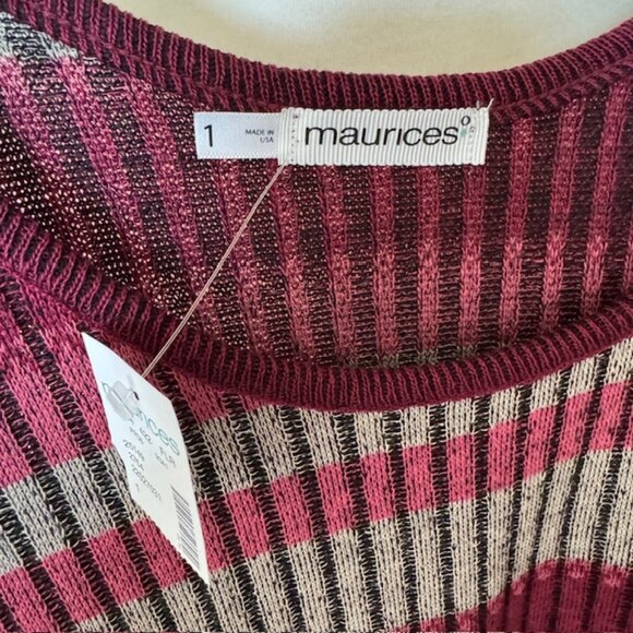NWT Women's Plus Maurices Long Sleeve Stripe Sweater Top, Size 1 - Picture 2 of 4